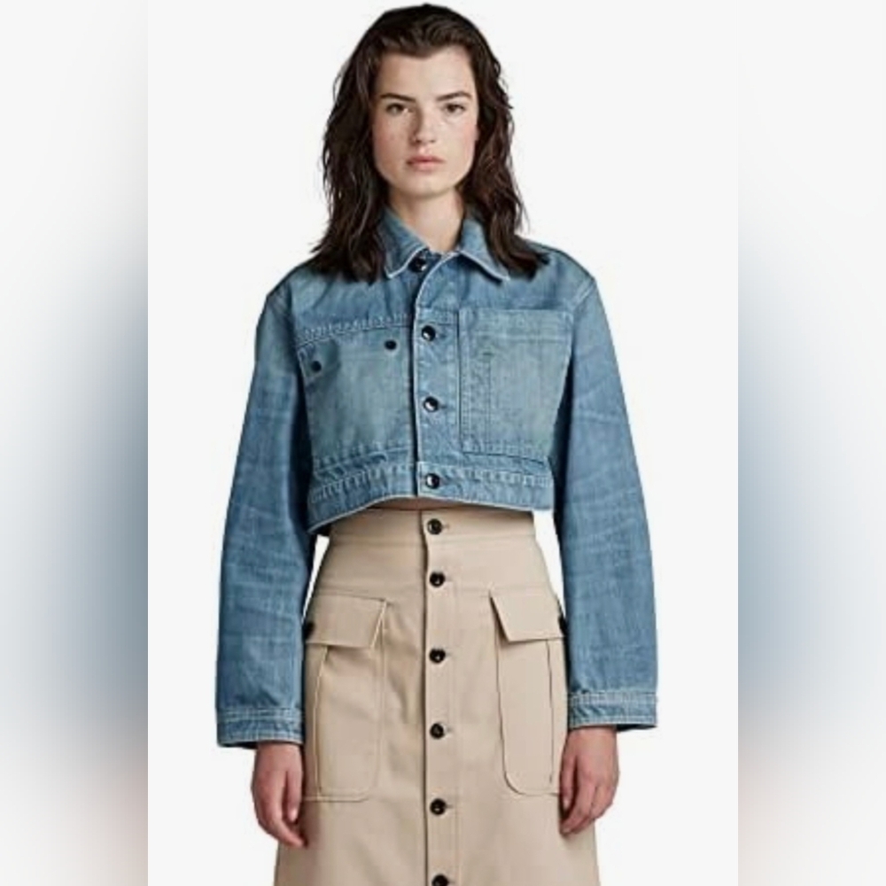 NWT - G-Star - Premium Cropped Women's Blue Denim Jacket, Size S
